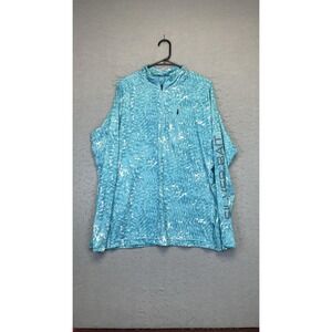 Silver Bait‎ Shirt Mens Large Blue Quarter Zip Fishing Long Sleeve Camo Mesh